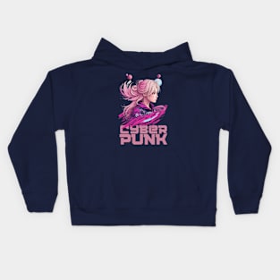 Cyberpunk girl Kids Hoodie